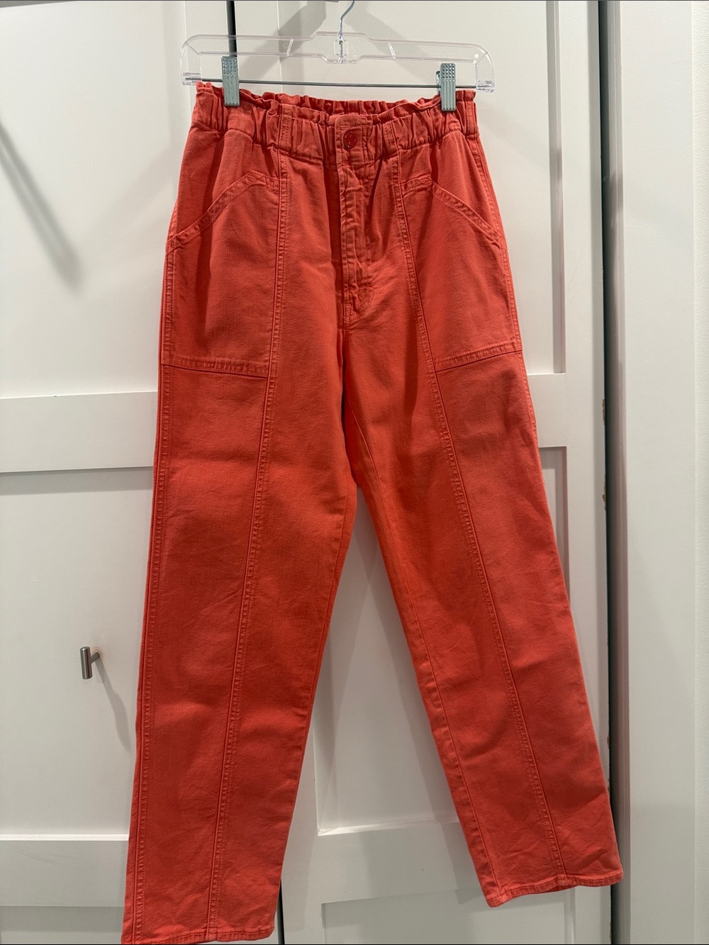 Mother The Springy Ankle Women’s Elastic Waist Cargo Pants - Coral
